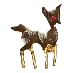 Vintage Red Eye Baby Enamel Fawn
